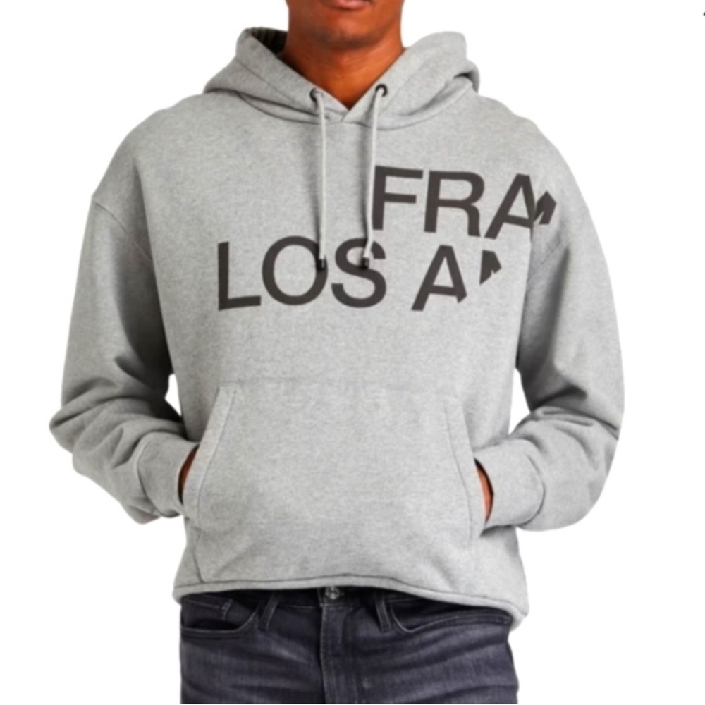 FRAME Gray Long Sleeve Logo Cotton Pullover Hoodie Sweatshirt MSRP $268